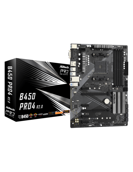 Дънна платка ASRock B450 Pro4 R2.0, AM4, DDR4 – ASROCK