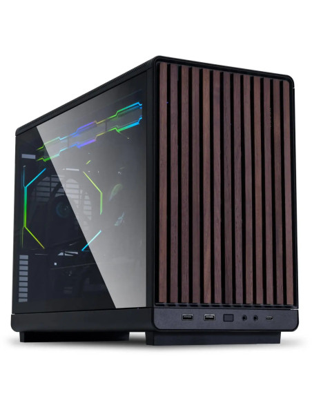 Кутия Lian Li DAN A3-mATX Wood Edition Black, Tempered Glass, Micro Tower