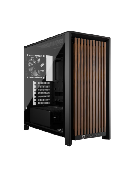 Кутия Corsair Frame 4000D Wood RS Mid-Tower - Black/Walnut