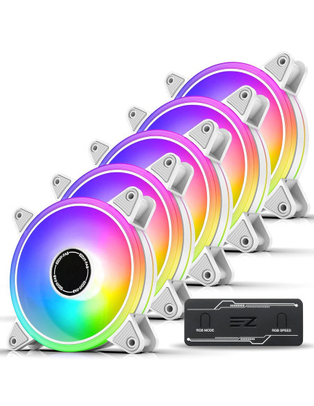 Комплект вентилатори EZDIY-FAB Moonlight White RGB PWM 120mm - 5 Pack
