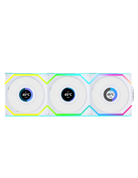 Вентилатори 3бр Lian Li UNI FAN SL Wireless LCD ARGB PWM - 120 mm Бели