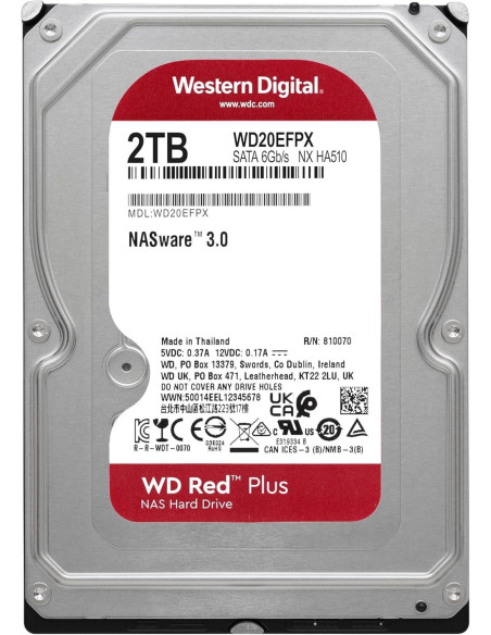 Хард диск WD Red PLUS NAS, 2TB, 5400rpm, 64MB, SATA 3