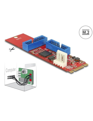Адаптер Delock, M.2 Key B+M мъжко към 2 x USB 5 Gbps Pin Header