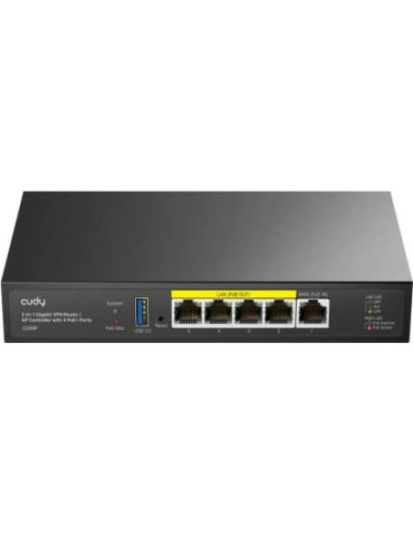 Безжичен рутер и access Point CUDY C200P 2 in 1, 1xGigabit, 4xGigabit POE+PSU, USB 3.0