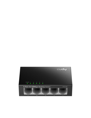 Суич Cudy FS105, 5-портов 10/100 Mbps RJ 45, Метален корпус, Черен