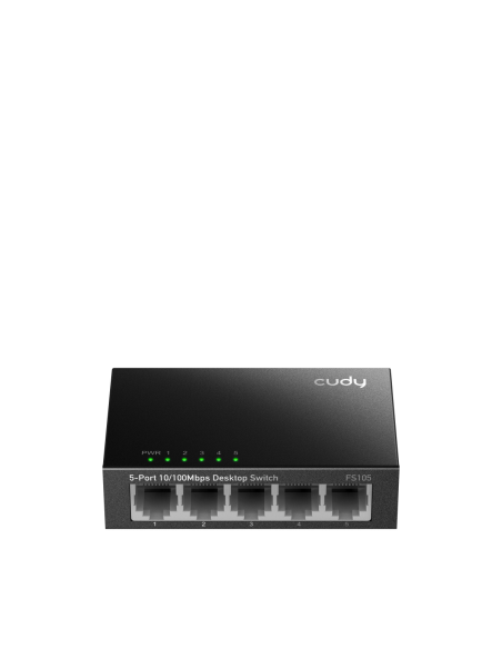 Суич Cudy FS105, 5-портов 10/100 Mbps RJ 45, Метален корпус, Черен
