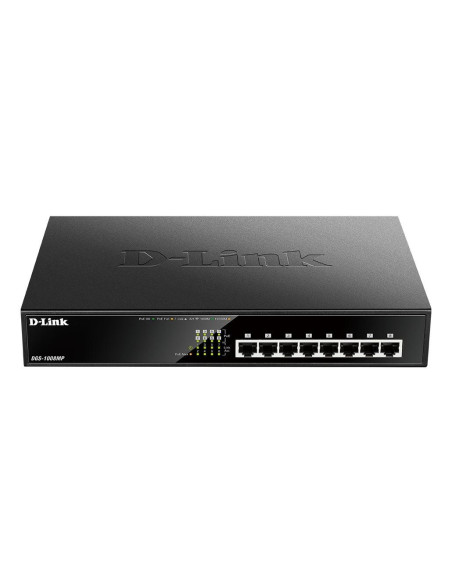 Суич D-Link DGS-1008MP, 8 портов PoE 10/100/1000 Gigabit, неуправляем десктоп суич