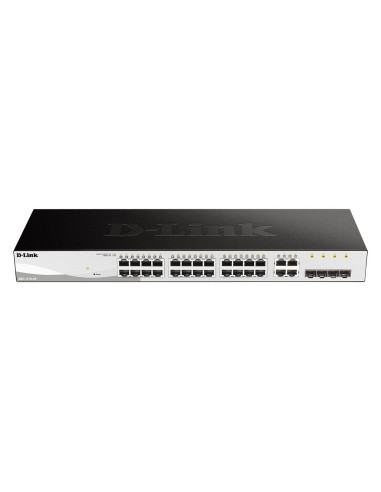 Суич D-Link DGS-1210-28, 28-портов 10/100/1000 Gigabit Smart Switch including 4 x 1000Base-T /SFP ports, управляем, за монтаж…
