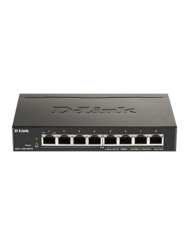 Суич D-Link DGS-1100-08PV2/E, 8 портов PoE 10/100/1000 Gigabit Smart Switch, управляем, за монтаж в шкаф