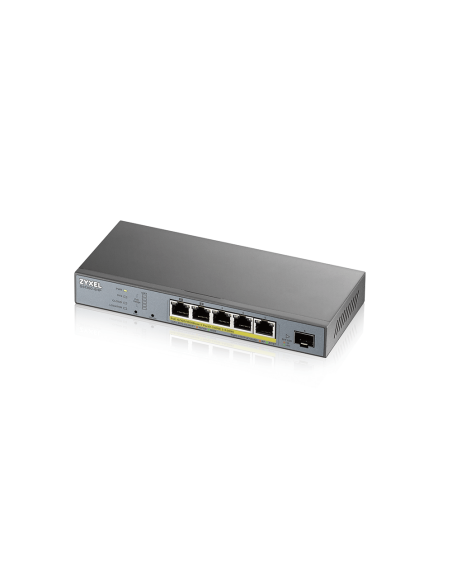 Суич ZyXEL GS1350-6HP, 6-портов, Gigabit, Управляем, PoE 60W