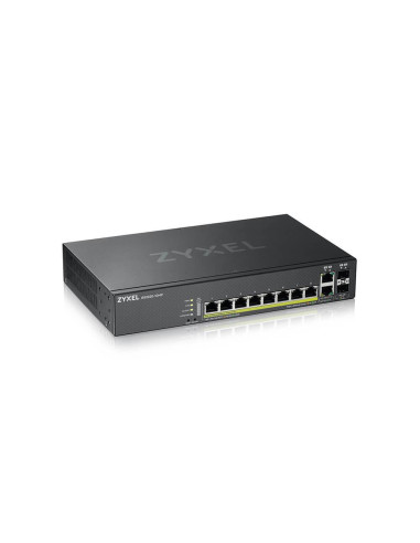 Суич ZyXEL GS-2220-10HP, 10 портов Layer2+, 8x Gigabit PoE + 2x Gigabit combo (RJ45/SFP), управляем