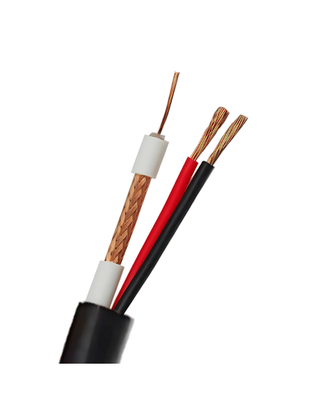 Микрокоаксиален кабел RG59 + 2x0,75mm Черен 100м
