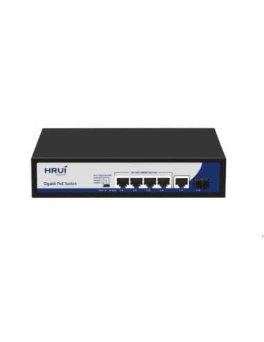 PoE Суич 10/100/1000, 4 ports + 1 Uplink x 1000Mbit, 1 SFP, 12.0Gbps IEEE802.3af/at, 65W,250m, 52V/1.2A