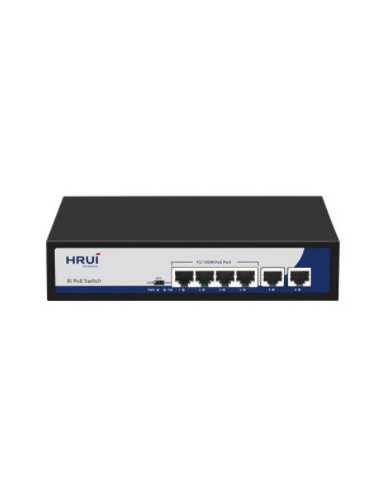 Security CCTV POE Суич 10/100, 4 Ports + 2 UPLINK X 100Mbit, 1.2Gbps, IEEE802.3af/at, 52V/1.25A, 250m