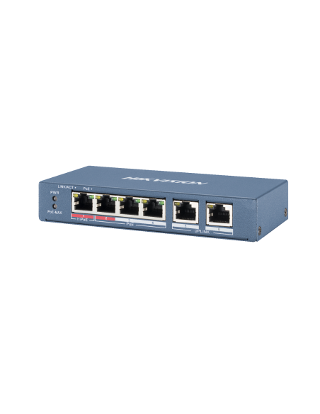 PoE Суич HikVision DS-3E0106HP-E, 100Mb, 60W, 4+2p