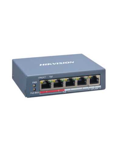 PoE Суич HikVision DS-3E1105P-EI, 30W, 4+1p