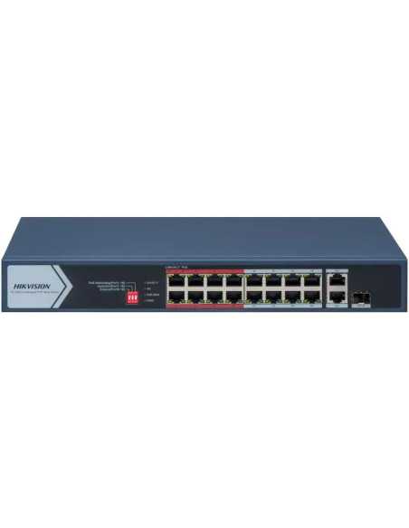PoE Суич HikVision DS-3E0318P-E/M(C), 16x100Mbps +2xGGbit Uplink