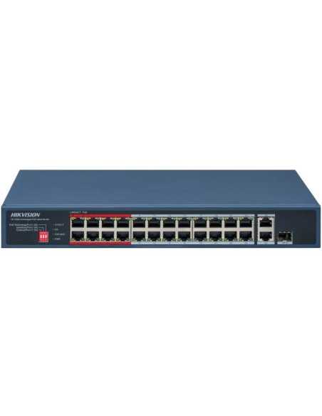 PoE Суич HikVision DS-3E0326P-E/M(C), 24x100Mbps+1xGgbit Combo+2xRJ45 Uplink