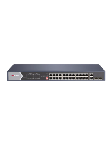 PoE Суич HikVision DS-3E0528HP-E, 20xGgbit PoE, 4xGGbit Hi-PoE ports, 2xGGbit RJ45, 2x GGbit FO ports