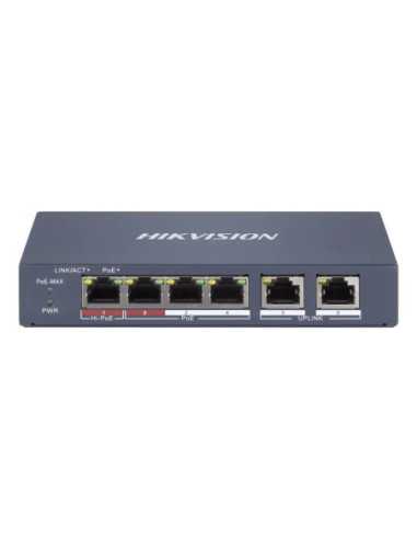 PoE Суич HikVision DS-3E1106HP-EI, 4x100 Mbps PoE RJ45+2x100 Mbps RJ45 ports