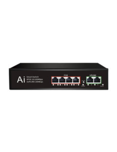 PoE Суич 10/100, 4 ports + 2 Uplink x 100Mbit, 1.2Gbps IEEE802.3af/at,