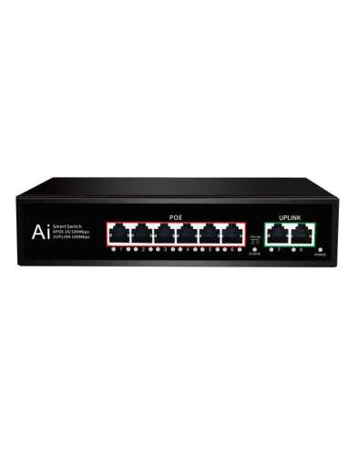 PoE Суич 10/100, 6 ports + 2 Uplink x 100Mbit, 1.6Gbps IEEE802.3af/at, 78W, 250m