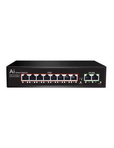 PoE Суич 10/100, 8 ports + 2 Uplink x 100Mbit, 2Gbps IEEE802.3af/at, 120W, 250m