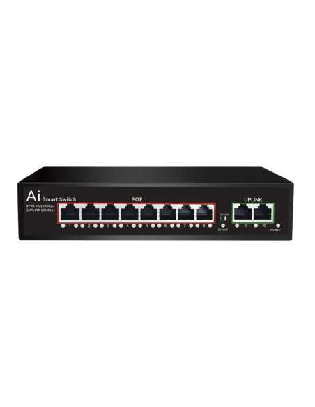 PoE Суич 10/100, 8 ports + 2 Uplink x 100Mbit, 2Gbps IEEE802.3af/at, 120W, 250m