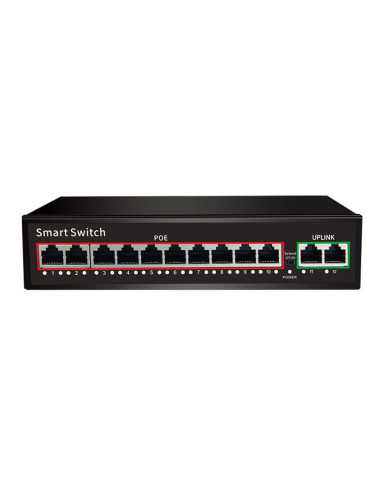 PoE Суич 10/100, 10 ports + 2 Uplink x 100Mbit, 2.4Gbps IEEE802.3af/at, 150W, 250m