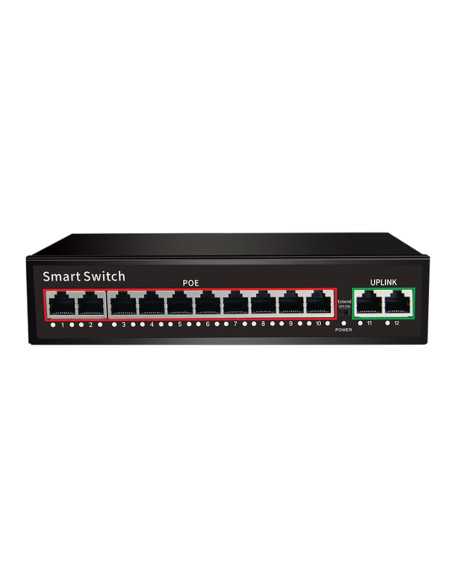 PoE Суич 10/100, 10 ports + 2 Uplink x 100Mbit, 2.4Gbps IEEE802.3af/at, 150W, 250m