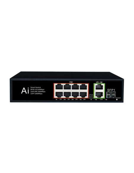 PoE Суич 10/100, 8 ports + 2 Uplink x 1000Mbit, +1 Uplink SFP, 5.6Gbps IEEE802.3af/at, 120W, 250m