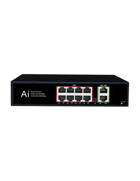 PoE Суич 10/100, 8 ports + 2 Uplink x 1000Mbit, 5.6Gbps IEEE802.3af/at, 120W, 250m