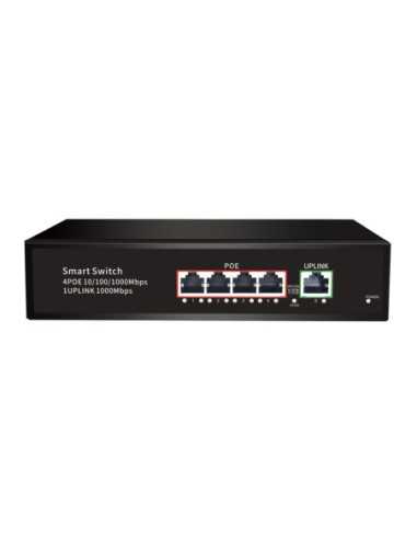 PoE Gigabit Суич 10/100/1000, 4 ports + 1 Uplink x 1000Mbit, 10Gbps IEEE802.3af/at, 65W, 250m