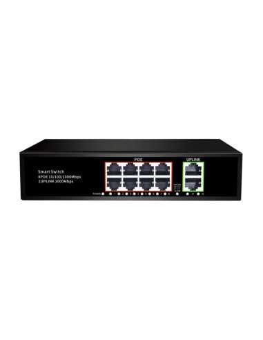 PoE Gigabit Суич 10/100/1000, 8 ports + 2 Uplink x 1000Mbit, 20Gbps IEEE802.3af/at, 120W, 250m