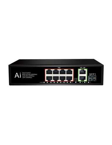 PoE Gigabit Суич 10/100/1000, 8 ports + 2 Uplink x 1000Mbit, +1 SFP, 20Gbps IEEE802.3af/at, 120W, 250m