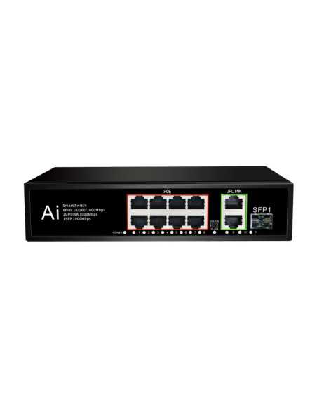 PoE Gigabit Суич 10/100/1000, 8 ports + 2 Uplink x 1000Mbit, +1 SFP, 20Gbps IEEE802.3af/at, 120W, 250m