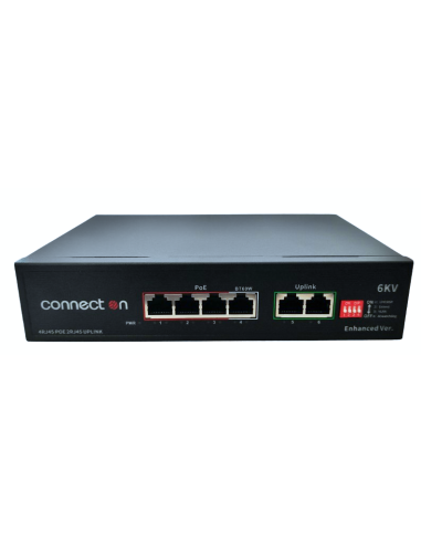 Hi-PoE Суич 10/100, 4 ports + 2 Uplink, 1.0Gbps IEEE802.3af/at, 65W, 250m