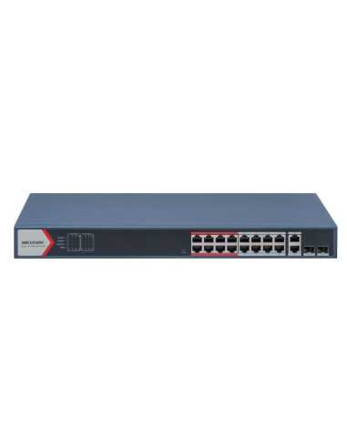PoE Суич HIkVision DS-3E1318P-EI(B) 16x100Mbit+2xGgbit+2xSFP 230W Smart Managed