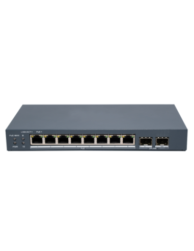 PoE Суич HikVision DS-3E1510P-EI/M-8P2F 8x Gigabit RJ45 PoE ports +2 Gigabit SFP 80W