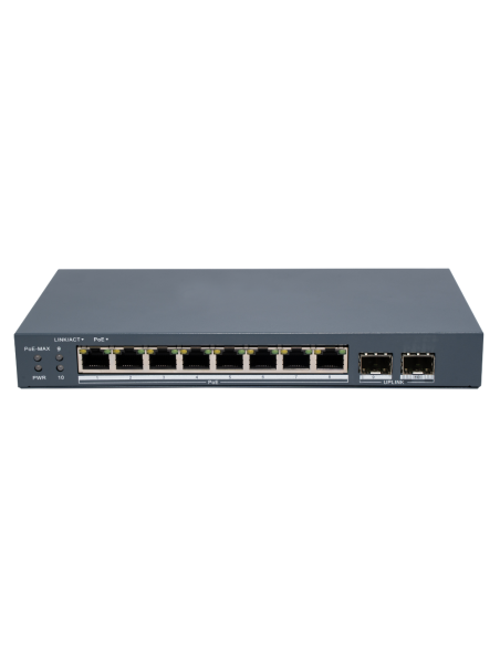 PoE Суич HikVision DS-3E1510P-EI/M-8P2F 8x Gigabit RJ45 PoE ports +2 Gigabit SFP 80W