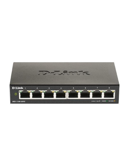 Суич D-Link DGS-1100-08V2, 8 портов 10/100/1000 Gigabit Smart Switch, управляем