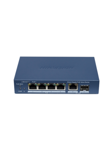 PoE Суич HikVision DS-3E1506P-EI/M-4P1T1F 4 x POE x Gigabit + 1 x RJ45 + 1 x SFP управляем